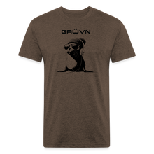 Load image into Gallery viewer, GRÜVN "Seal in Shades" Men's Fitted Cotton/Poly T-Shirt - Black Logo (13 Colors) - heather espresso