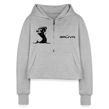 Load image into Gallery viewer, GRÜVN  "Seal in Shades" Women's Half Zip Cropped Hoodie - Black Logo (4 Colors) - heather gray