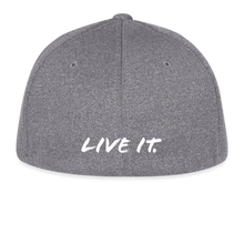 Load image into Gallery viewer, LIVE IT Flexfit Fitted Melange Cap - White Logo (3 Colors) - light heather gray
