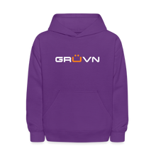 Load image into Gallery viewer, GRÜVN Kids' Hoodie - White & Orange Logo (6 colors) - purple