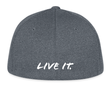 Load image into Gallery viewer, LIVE IT Flexfit Fitted Melange Cap - White Logo (3 Colors) - dark heather gray