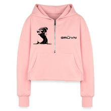 Load image into Gallery viewer, GRÜVN  "Seal in Shades" Women's Half Zip Cropped Hoodie - Black Logo (4 Colors) - light pink