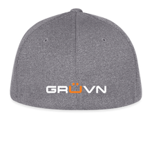 Load image into Gallery viewer, GRÜVN  Flexfit Fitted Melange Cap - White & Orange Logo (3 Colors) - light heather gray