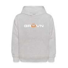 Load image into Gallery viewer, GRÜVN Kids' Hoodie - White & Orange Logo (6 colors) - heather gray