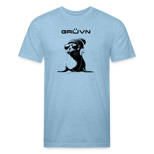 Load image into Gallery viewer, GRÜVN "Seal in Shades" Men's Fitted Cotton/Poly T-Shirt - Black Logo (13 Colors) - heather blue