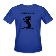 Load image into Gallery viewer, GRÜVN Men’s "Seal in Shades" Moisture Wicking Performance T-Shirt - Black Logo (6 Colors) - royal blue
