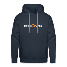 Load image into Gallery viewer, GRÜVN Men’s Premium Hoodie - TEAM GRUVN on back - White & Orange logo (7 Colors) - navy