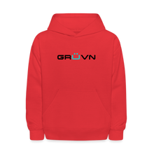 Load image into Gallery viewer, GRÜVN  Kids' Hoodie - Black & Blue Logo (6 colors) - red