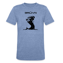 Load image into Gallery viewer, GRÜVN "Seal in Shades' Unisex Tri-Blend T-Shirt - Black Logo (5 Colors) - heather blue