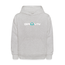 Load image into Gallery viewer, GRÜVN  Kids' Hoodie - White & Blue Logo (7 colors) - heather gray