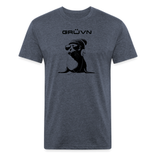 Load image into Gallery viewer, GRÜVN "Seal in Shades" Men's Fitted Cotton/Poly T-Shirt - Black Logo (13 Colors) - heather navy