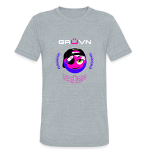 Load image into Gallery viewer, BRUZN Unisex Tri-Blend T-Shirt - Purple logo (2 shirt colors) - heather grey