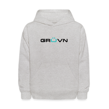 Load image into Gallery viewer, GRÜVN  Kids' Hoodie - Black & Blue Logo (6 colors) - heather gray