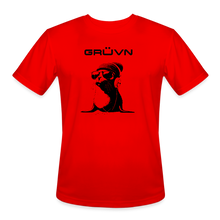 Load image into Gallery viewer, GRÜVN Men’s "Seal in Shades" Moisture Wicking Performance T-Shirt - Black Logo (6 Colors) - red