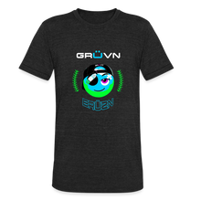 Load image into Gallery viewer, BRUZN Unisex Tri-Blend T-Shirt - Blue logo (3 shirt colors) - heather black