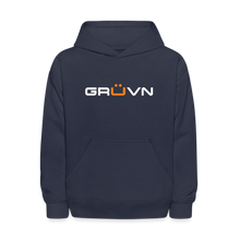 Load image into Gallery viewer, GRÜVN Kids' Hoodie - White & Orange Logo (6 colors) - navy