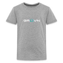 Load image into Gallery viewer, GRÜVN Kids' Premium T-Shirt - White & Blue Logo (12 colors) - heather gray