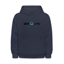 Load image into Gallery viewer, GRÜVN  Kids' Hoodie - Black & Blue Logo (6 colors) - navy