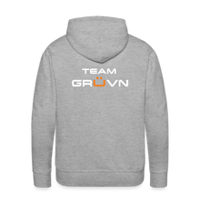 Load image into Gallery viewer, GRÜVN Men’s Premium Hoodie - TEAM GRUVN on back - White & Orange logo (7 Colors) - heather grey