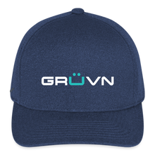 Load image into Gallery viewer, GRÜVN  Flexfit Fitted Melange Hat - White & Blue Logo (3 colors) - heather navy