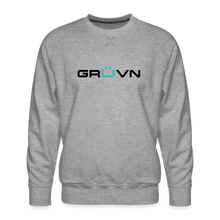 Load image into Gallery viewer, GRÜVN Men’s Premium Sweatshirt - TEAM GRUVN on back - Black & Blue Logo (4 Colors) - heather grey