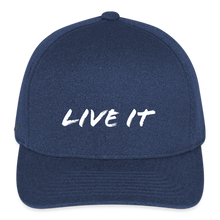 Load image into Gallery viewer, LIVE IT Flexfit Fitted Melange Cap - White Logo (3 Colors) - heather navy