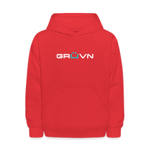 Load image into Gallery viewer, GRÜVN  Kids' Hoodie - White & Blue Logo (7 colors) - red