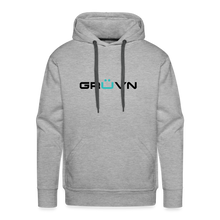 Load image into Gallery viewer, GRÜVN Men’s Premium Hoodie - Black & Blue Logo (8 Colors) - heather grey