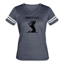 Load image into Gallery viewer, GRÜVN "Seal in Shades" Women’s Vintage Sport T-Shirt - Black Logo (5 Colors) - vintage navy/white