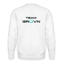 Load image into Gallery viewer, GRÜVN Men’s Premium Sweatshirt - TEAM GRUVN on back - Black & Blue Logo (4 Colors) - white