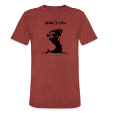 Load image into Gallery viewer, GRÜVN "Seal in Shades' Unisex Tri-Blend T-Shirt - Black Logo (5 Colors) - heather cranberry