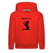 Load image into Gallery viewer, GRÜVN "Seal in Shades" Kids‘ Premium Hoodie - Black logo (5 Colors) - red