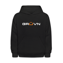 Load image into Gallery viewer, GRÜVN Kids' Hoodie - White & Orange Logo (6 colors) - black