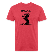 Load image into Gallery viewer, GRÜVN "Seal in Shades" Men's Fitted Cotton/Poly T-Shirt - Black Logo (13 Colors) - heather red