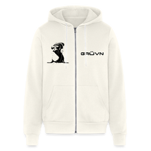 Load image into Gallery viewer, GRÜVN  with 'Team GRUVN on back' - Bella + Canvas Unisex Full Zip Hoodie - Black Logo (3 Colors) - vintage white