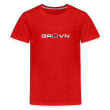 Load image into Gallery viewer, GRÜVN Kids' Premium T-Shirt - White & Blue Logo (12 colors) - red