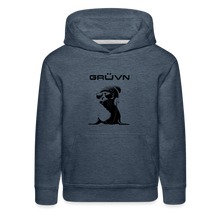 Load image into Gallery viewer, GRÜVN "Seal in Shades" Kids‘ Premium Hoodie - Black logo (5 Colors) - heather denim