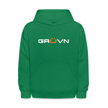 Load image into Gallery viewer, GRÜVN Kids' Hoodie - White & Orange Logo (6 colors) - kelly green