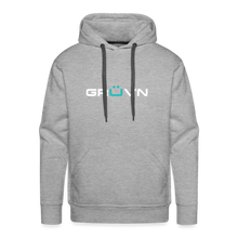 Load image into Gallery viewer, GRÜVN Men’s Premium Hoodie - White & Blue Logo (9 Colors) - heather grey