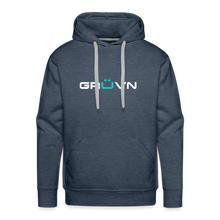 Load image into Gallery viewer, GRÜVN Men’s Premium Hoodie - White & Blue Logo (9 Colors) - heather denim