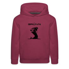 Load image into Gallery viewer, GRÜVN "Seal in Shades" Kids‘ Premium Hoodie - Black logo (5 Colors) - burgundy