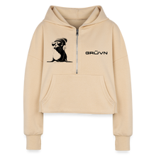Load image into Gallery viewer, GRÜVN  "Seal in Shades" Women's Half Zip Cropped Hoodie - Black Logo (4 Colors) - nude