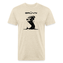 Load image into Gallery viewer, GRÜVN "Seal in Shades" Men's Fitted Cotton/Poly T-Shirt - Black Logo (13 Colors) - heather cream
