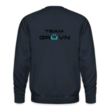 Load image into Gallery viewer, GRÜVN Men’s Premium Sweatshirt - TEAM GRUVN on back - Black & Blue Logo (4 Colors) - navy