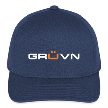 Load image into Gallery viewer, GRÜVN  Flexfit Fitted Melange Cap - White & Orange Logo (3 Colors) - heather navy