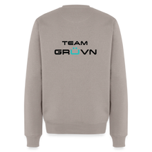 Load image into Gallery viewer, GRÜVN Men’s Premium Sweatshirt - TEAM GRUVN on back - Black & Blue Logo (4 Colors) - taupe