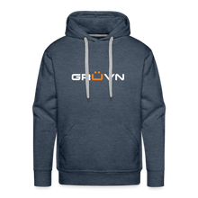 Load image into Gallery viewer, GRÜVN Men’s Premium Hoodie - White & Orange logo (7 Colors) - heather denim