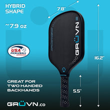 Load image into Gallery viewer, GRUVN CRUZN-16HD pickleball paddle hybrid shape carbon fiber blue