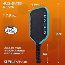 Load image into Gallery viewer, GRUVN CRUZN-16X pickleball paddle carbon fiber elongated blue