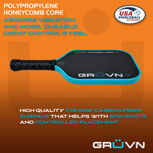 Load image into Gallery viewer, GRUVN CRUZN-16X pickleball paddle carbon fiber elongated blue